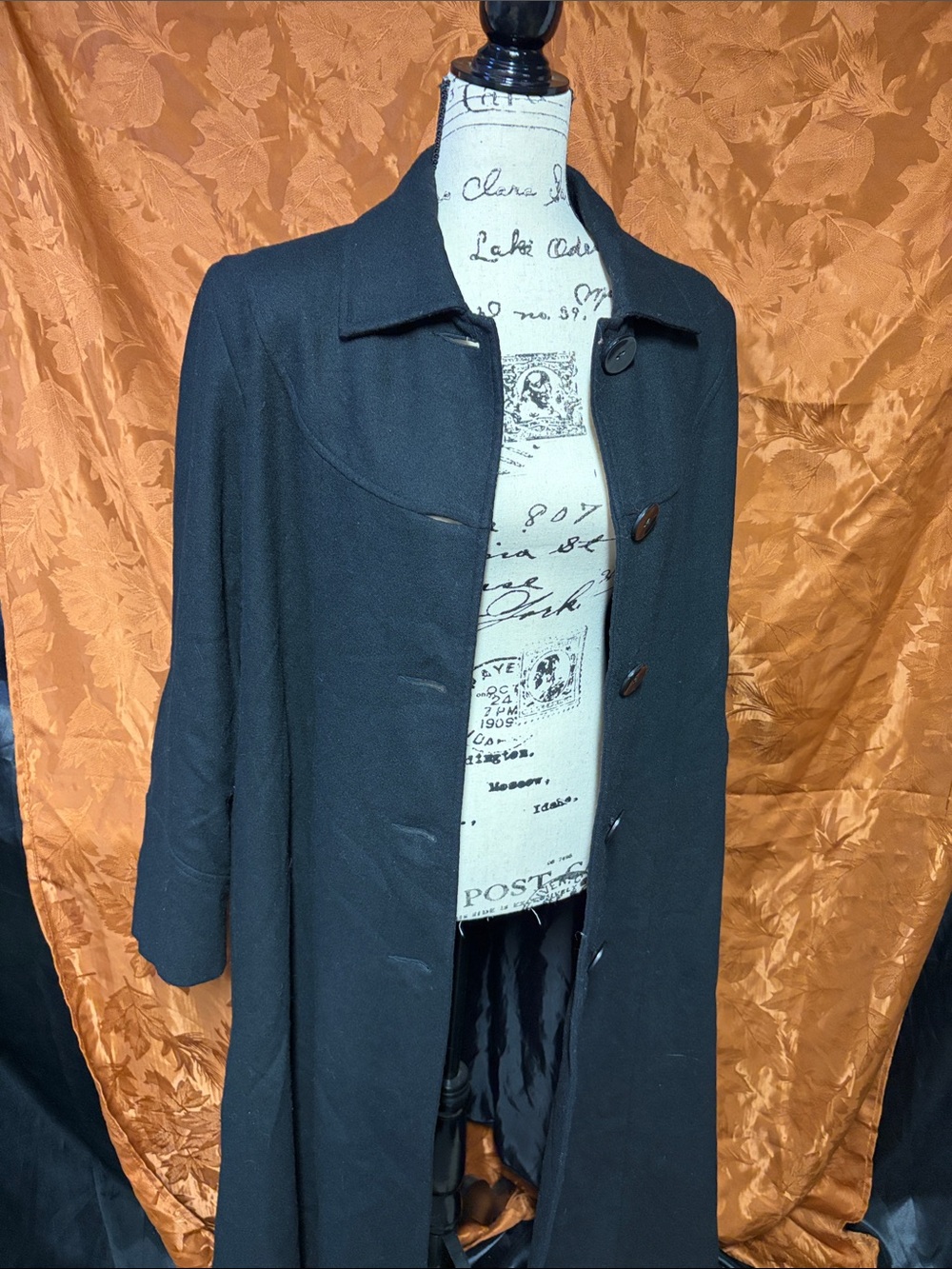 Braefair 60% Wool Long Black Coat Size 14 Old Money Quiet Luxury